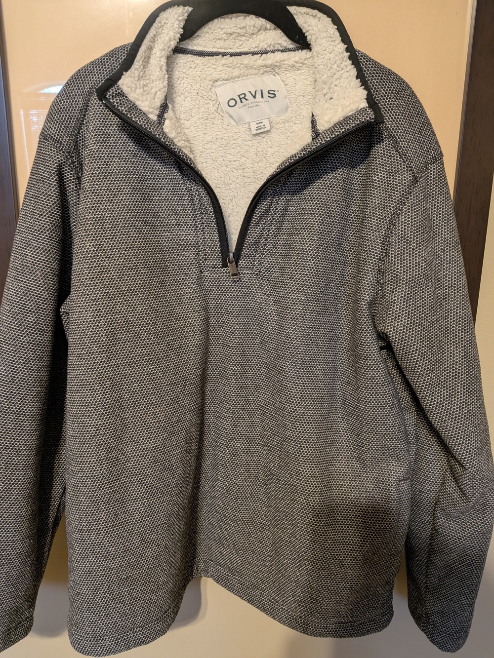 Orvis Men's Gray Quarter-Zip Sherpa-Lined Sweater
